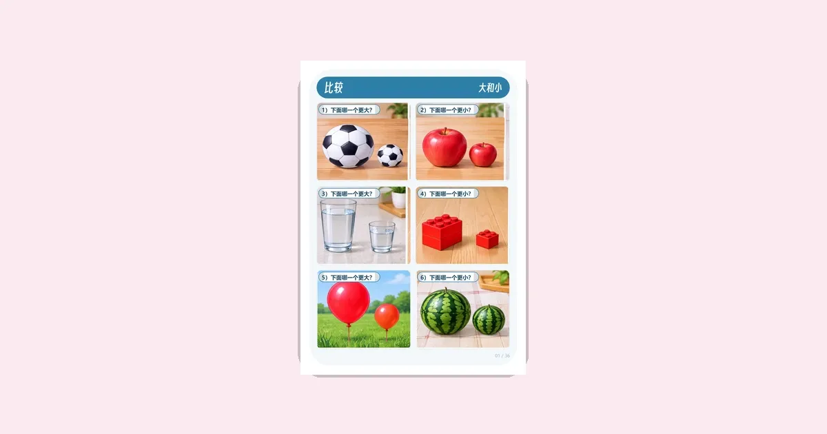 孩子分不清大小多少?36张比较认知卡,练会看图判断