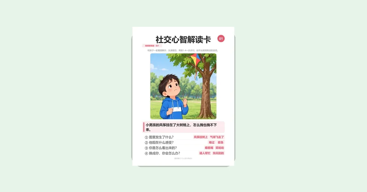 孩子看不懂别人的想法?48张社交心智解读卡教他猜