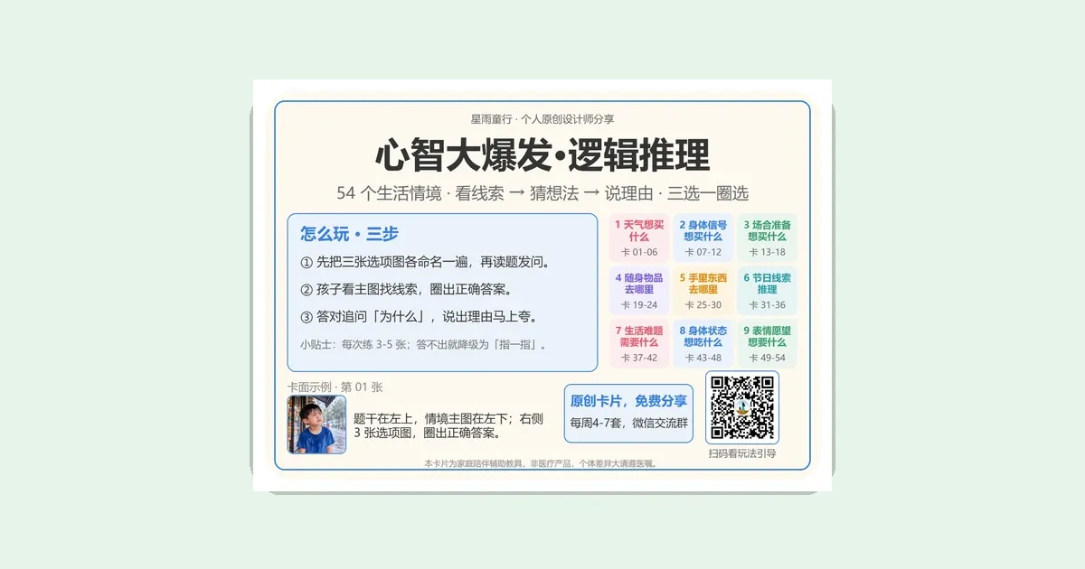 孩子不会看情况想问题怎么办?心智大爆发逻辑推理卡圈答案