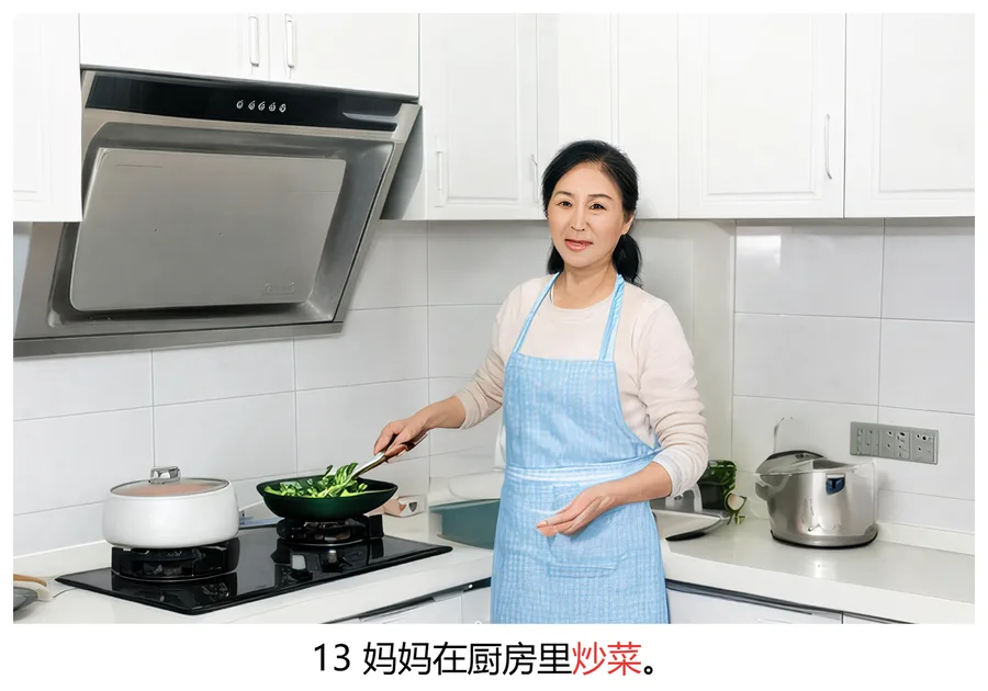 看图说话卡片 妈妈炒菜