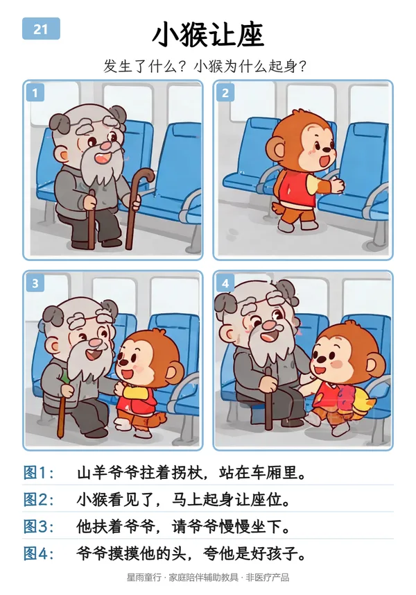 情景看图讲故事卡示例：《小熊积木倒了》情绪小故事